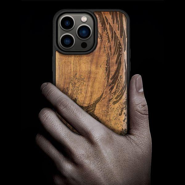 Carveit Case for iPhone 14 Pro Max Compatible MagSafe Protective Cover Wood Hybrid TPU Shockproof Bumper For Apple 14 Pro Max Magnetic Cases Design Wooden (The Great Wave Off Kanagawa-Walnut) 1