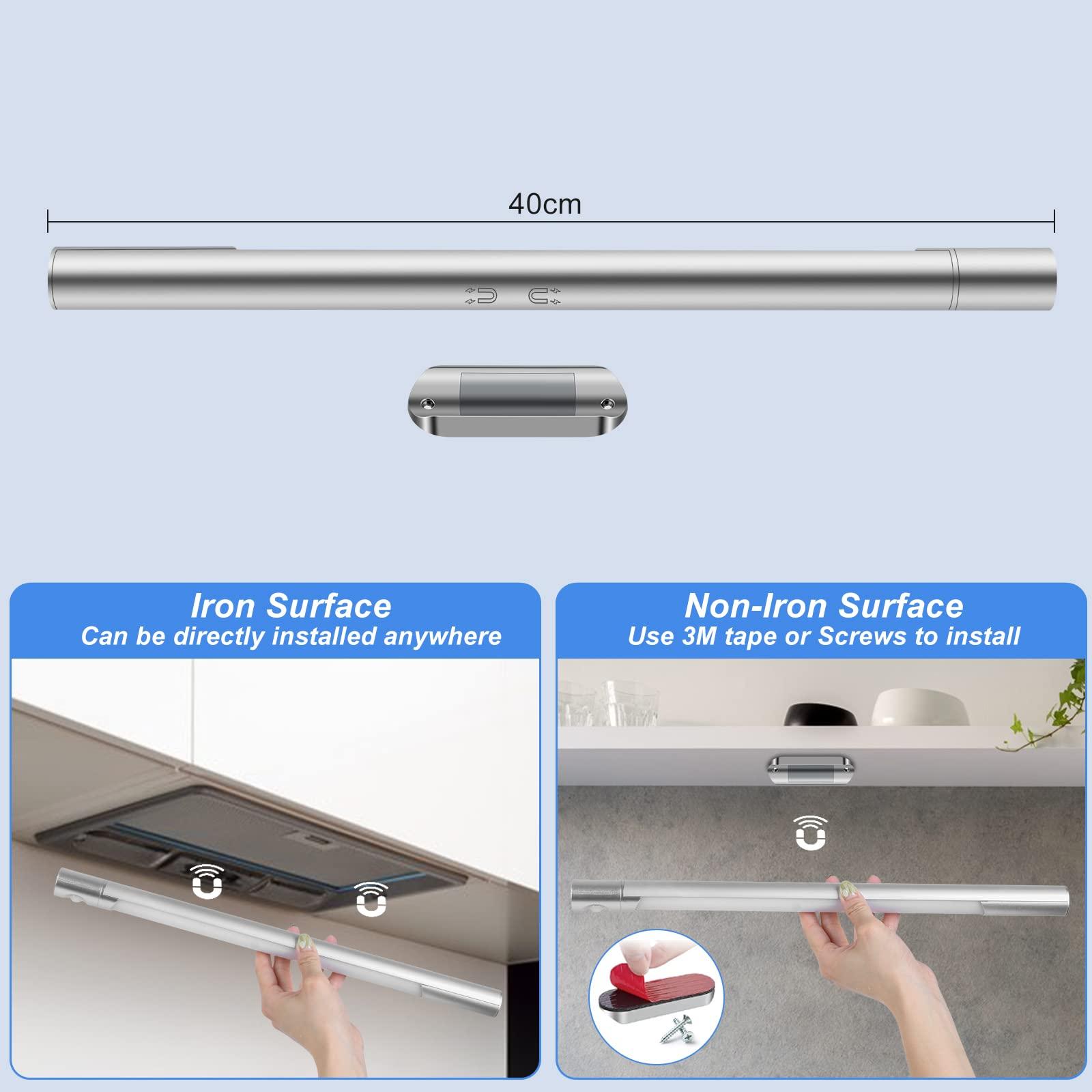 2500mAh Rechargeable Battery Lights, 40cm Dimmable Motion Sensor Light, Magnetic Led Strip Light Bar, for Reading, Closet, Cabinet, Makeup Mirror, Bedside, Study Light, 3000-6500K, 3 Lighting Modes 7