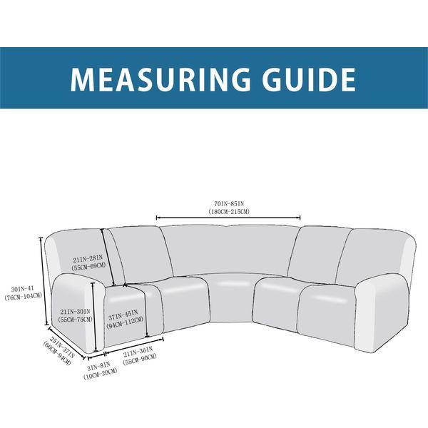 EURHOWING 7-Piece L Shape Sectional Recliner Sofa Covers 4 Seater & 1 Corner Seat,Stretch Jacquard Reclining Couch Cover Slipcover for Reclining L Shape 5 Seat Recliner Corner Sofa(Grey,Jacquard) 2