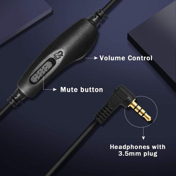 Headset Mobile Phone with Microphone Noise Cancelling & Volume Control, PC Headphones 3.5 mm Jack for iPhone Samsung Computer Business Skype SoftPhone Call Centre Office, Clear Chat, Ultra Comfort 3