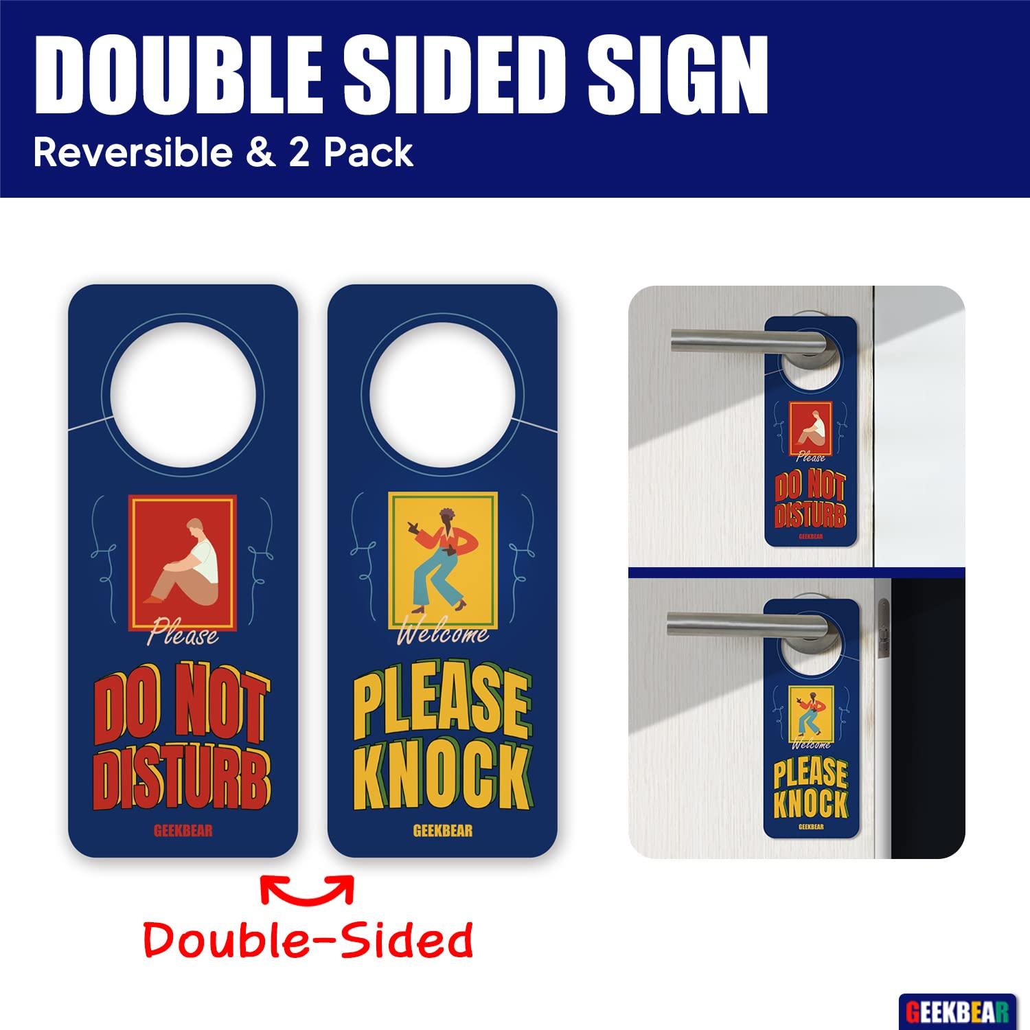 GEEKBEAR Do Not Disturb Door Hanger Sign (06. Dance) - 2 Pack - Reversible and Double Sided Privacy Office Sign - Please Do Not Disturb on Front and Welcome Please Knock on Back Side 2