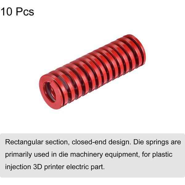 sourcing map 3D Printer Die Spring, 10pcs TM 20mm OD 65mm Long Spiral Stamping Medium Load Compression Mould Die Springs for 3D Printer Electric Part, Red 2