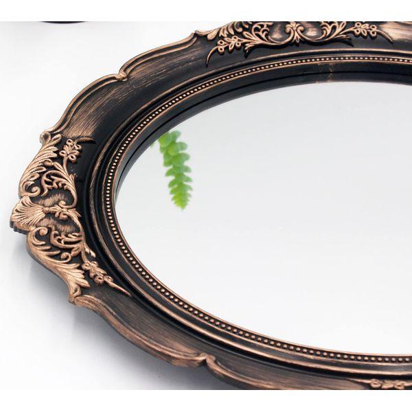YCHMIR Decorative Mirror Vintage Mirror Hanging Mirror 37.6 x 33.3 cm Oval Mirror Brown Pack of 2 3