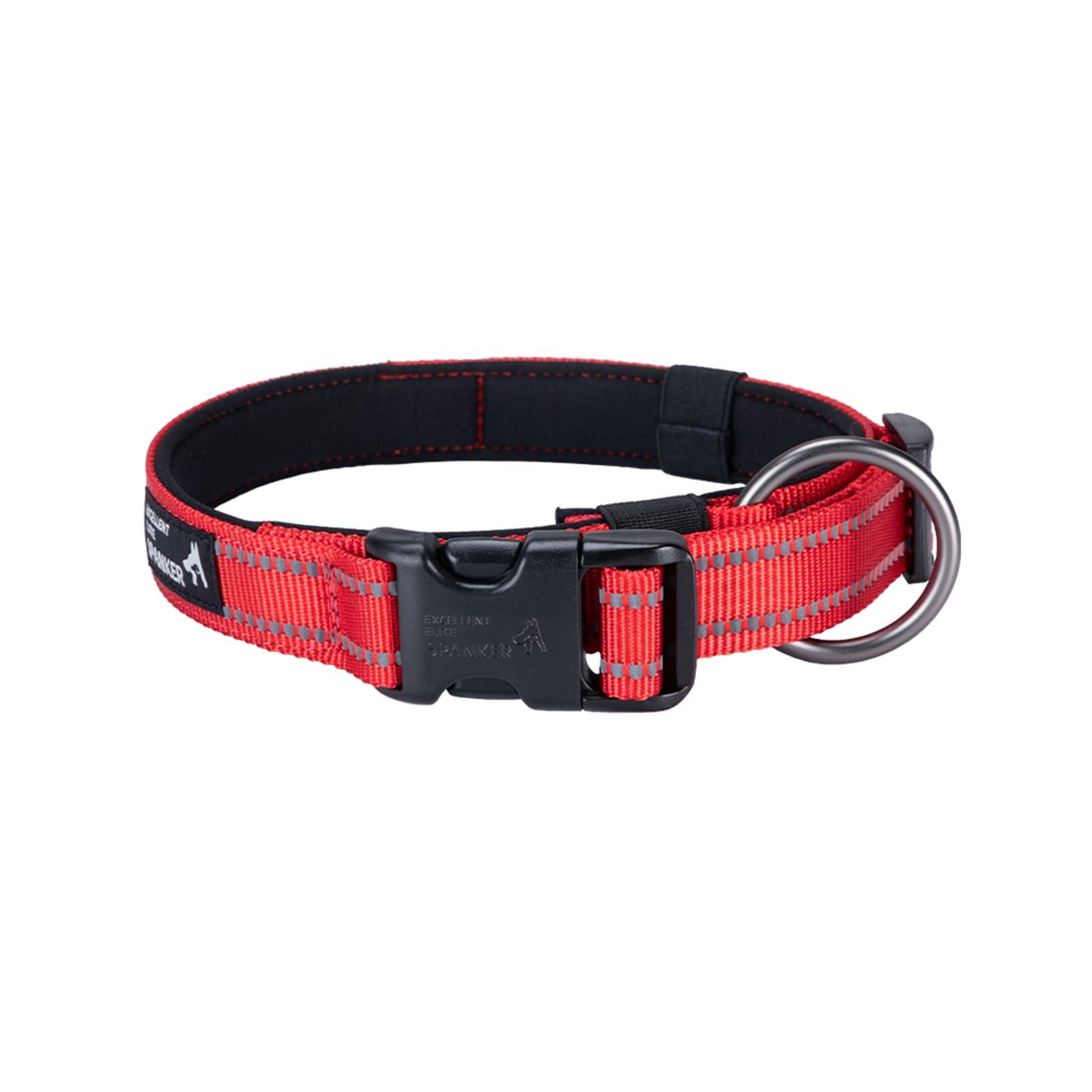 EXCELLENT ELITE SPANKER Reflective Dog Collar with Safety Locking Buckle, Adjustable Nylon Pet Collars for Small Medium Large Dogs(XL,RED) 0