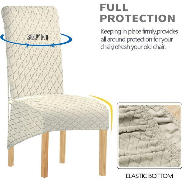 KELUINA Geometric Jacquard Large Chair Covers for Dining Chairs,XL High Back Dining Chair Covers, Stretch Removable Washable Seat Cover Chair Protector (K Cream,Set of 2) 2