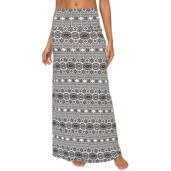 Women's Bohemian Style Print Long Maxi Skirt (XL, 8)