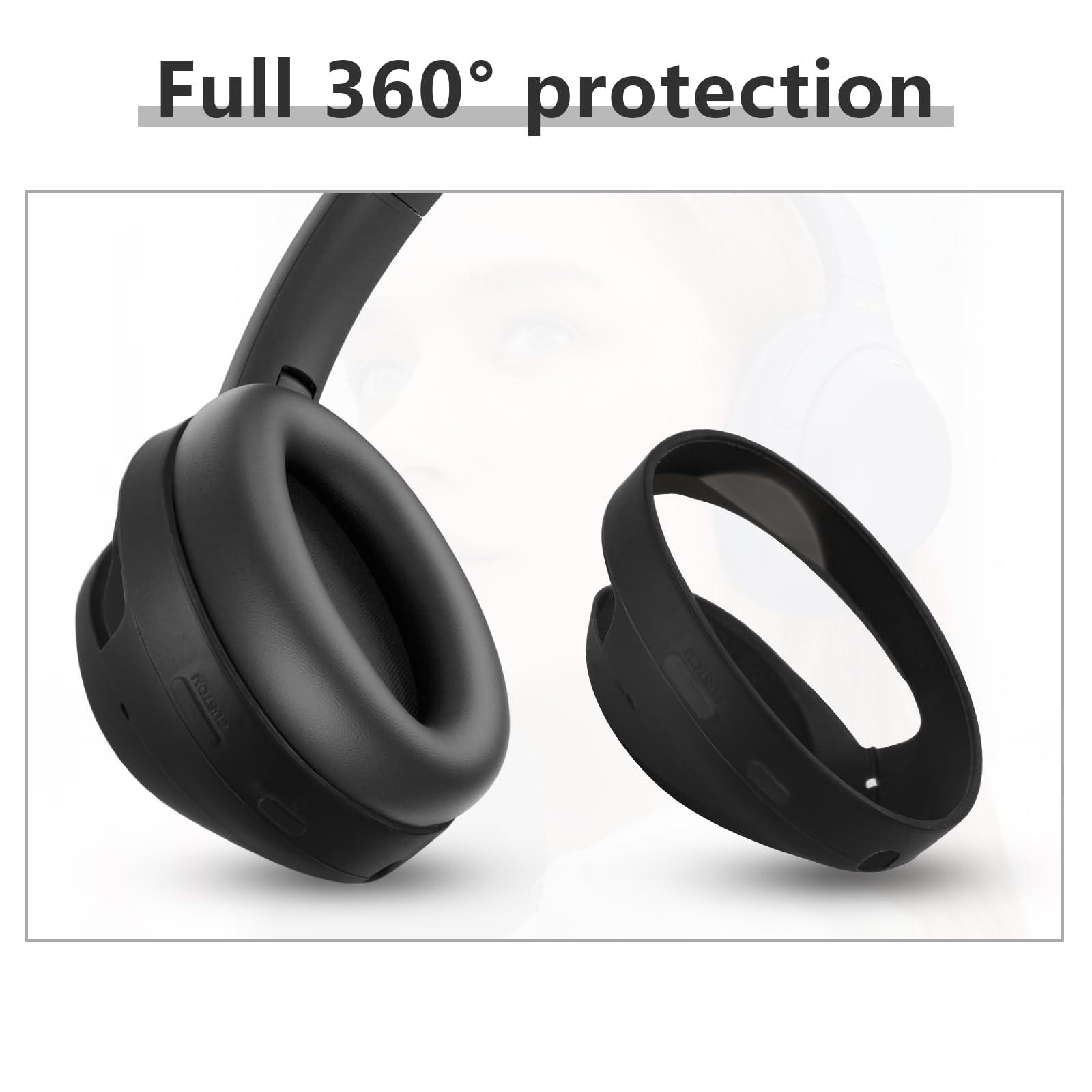 Silicone Case for Sony WH-1000XM4,Sony xm4 Headphones Protective case Cover,Ear Cups for Sony xm4,WH-1000XM4 Accessories Soft Silicone Skin Protector-Black 2