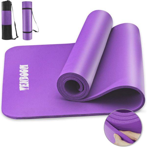 Tenboom Yoga Mat, Thick 10mm Exercise Mat For Home Gym Mat for Man or Woman, Eco Friendly, Non-Slip Thick Yoga Mat with Carry Strap for Yoga, Pilates and Gymnastics 1