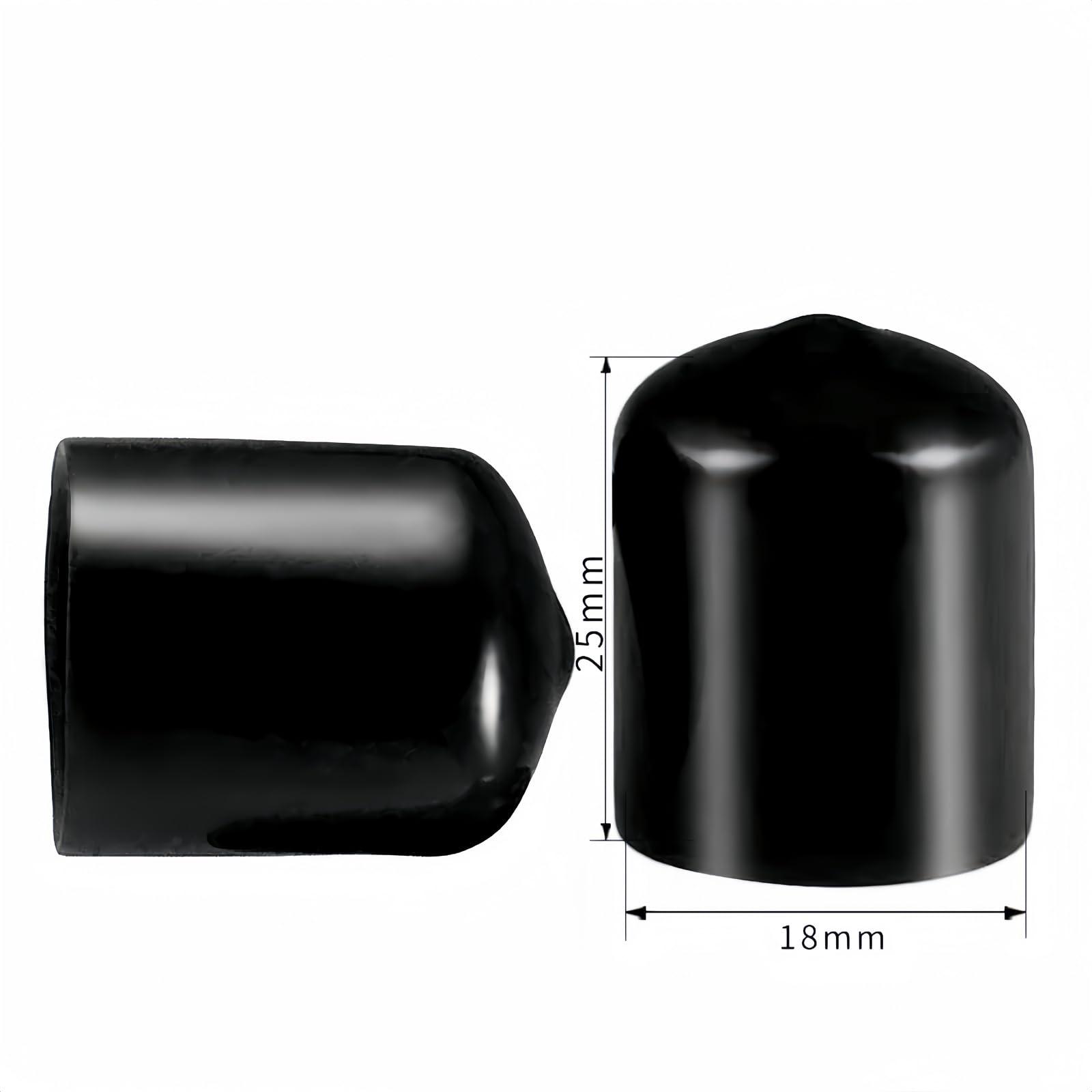 Boxonly Screw Thread Protectors PVC Rubber Round Tube Bolt Cap Plastic End Cap Cover Inner Dia.18mm Black 10Pcs 3