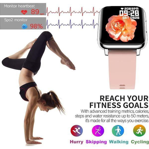 YIUTERA Smart Watch Men Women, 1.55'' HD Touchscreen Activity Tracker, Fitness Monitor, Pedometer Watch with Heart Rate, Blood Pressure, Sleep Monitor, IP67 Waterproof, Step Counter for Android IOS 3