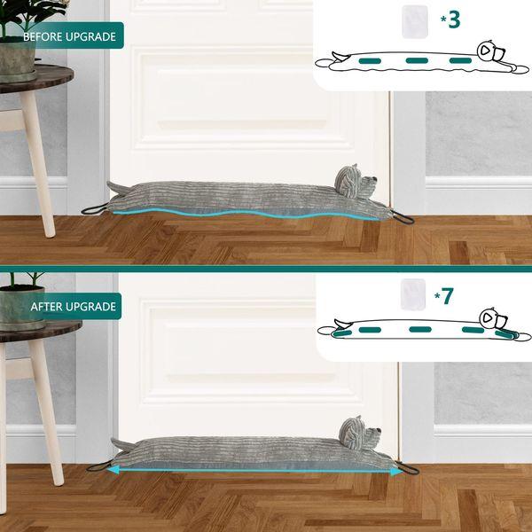 Marwood Under Door Draught Excluder Decorative Wind Stopper 91cm for Door & Window, Weighted Animal Air Door Draft Stopper Snake Noise Blocker for Bottom of Door with Hanging Loops - Grey Dog 36" 3