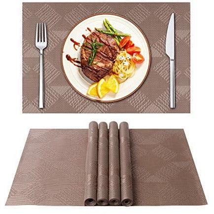 ASYOUWISH Placemats, Set of 6, Kitchen Table Mat, Non-slip and Washable, PVC Woven Place Mats for Restaurant, Home Dining, Outdoor Picnic etc 0
