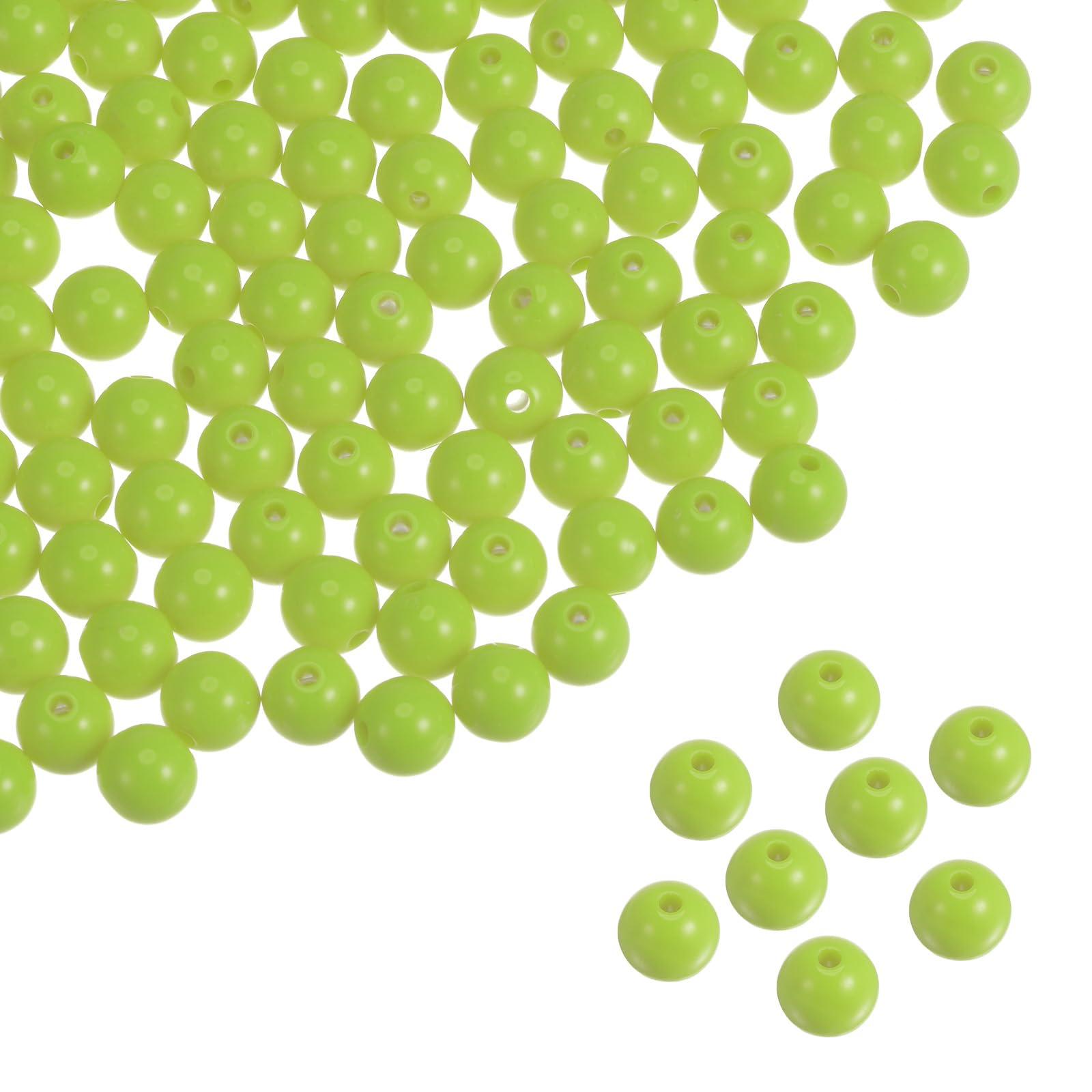 sourcing map 1700pcs Acrylic Round Beads 8mm Loose Bubble Craft Bead Assorted Candy Color for DIY Bracelet Earring Necklace Jewelry Making, Green