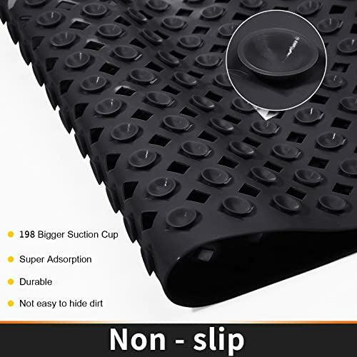 Yimobra Original Bath Tub and Shower Mat 70 X 40 cm, Non-Slip with Drain Holes, Suction Cups, Machine Washable, Phthalate Free, No Latex, No BPA, Black 1