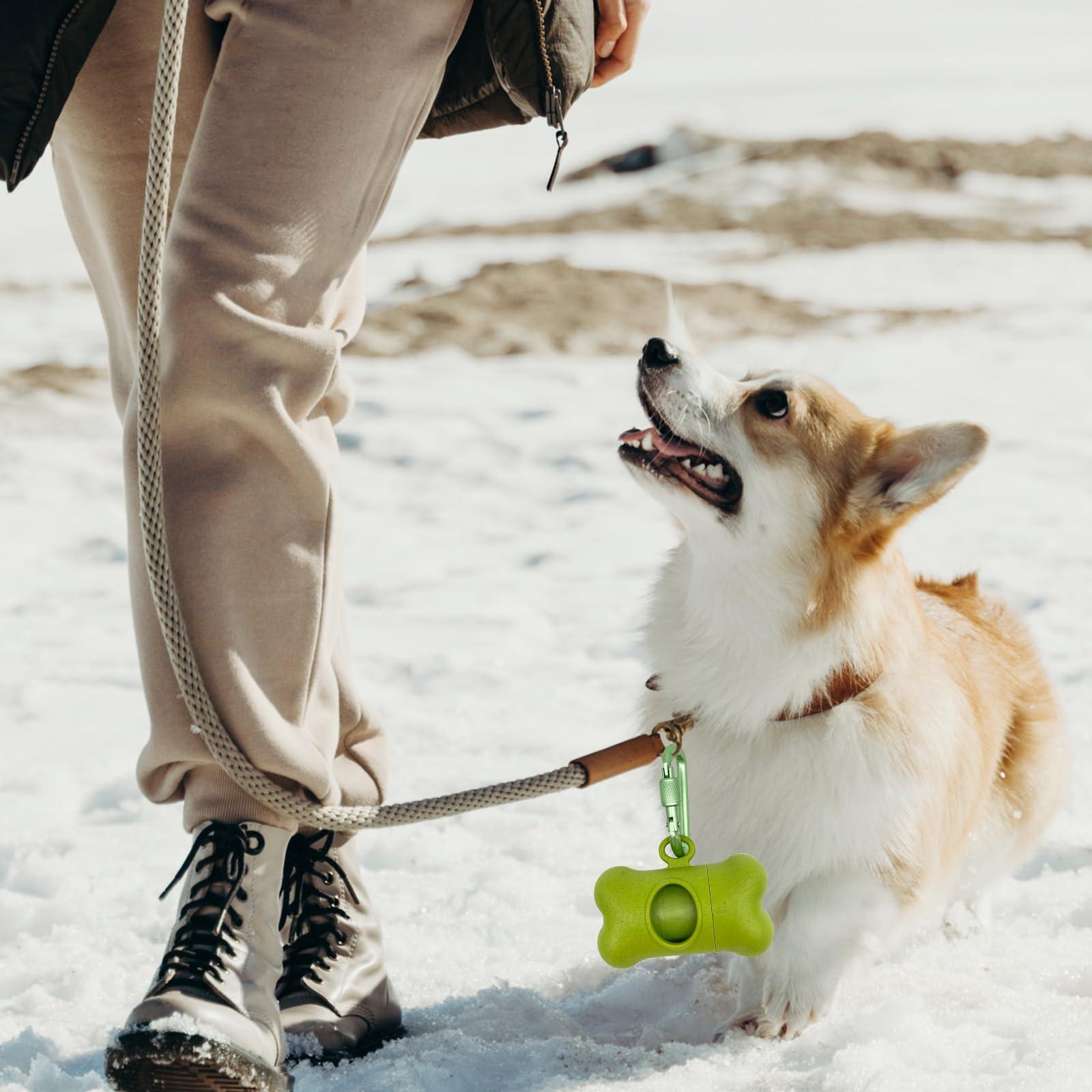 SHAOUMAN Dog Poop Bags Holder Dog Waste Bags Dispenser with Leak-Proof Green Poop Bags and Safty Clip for Leash On The Go for Walking Dogs Outdoor(1 Holder 135 Bags,Grass Green) 4