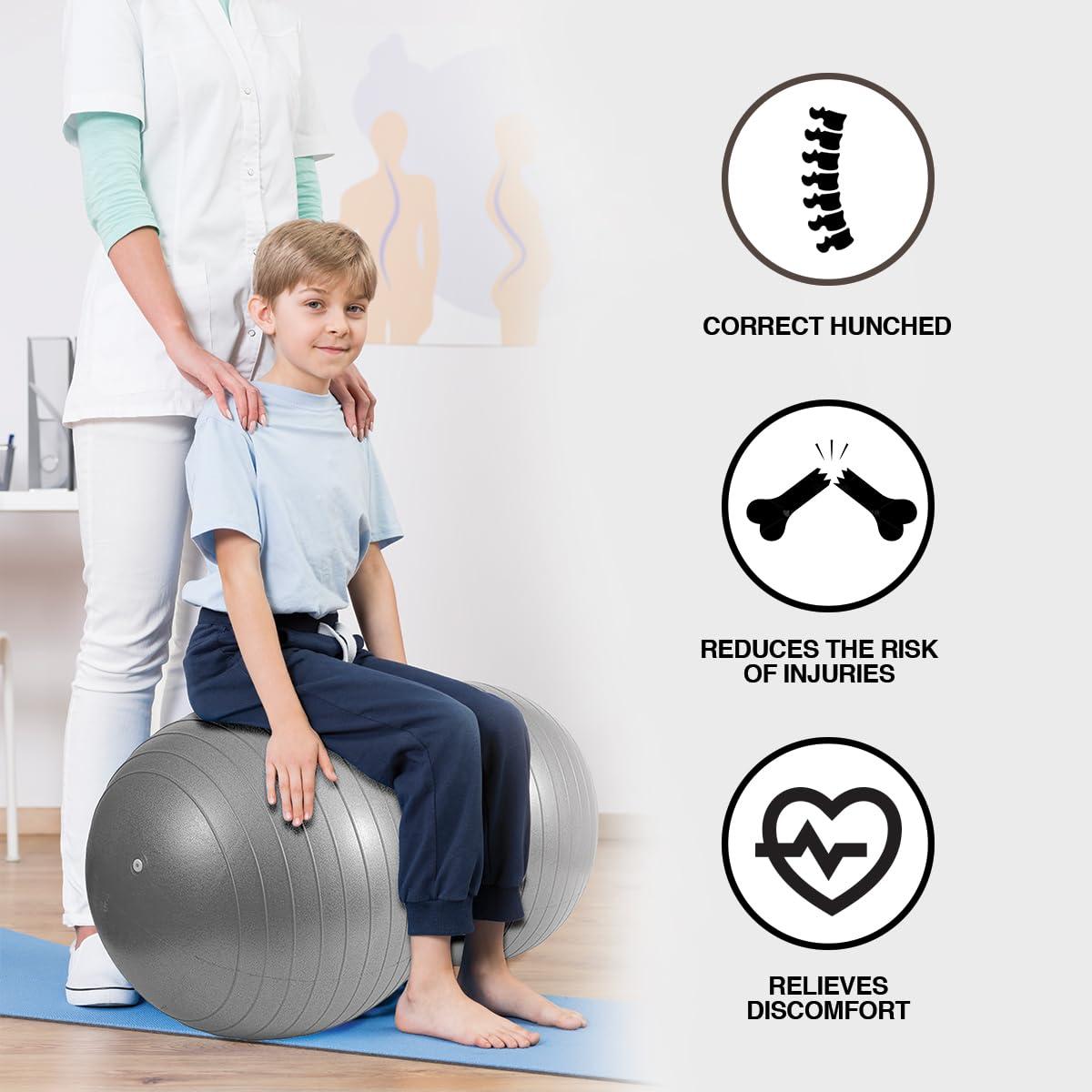 DumanAsen Exercise Ball with Pump, Peanut ball for kids, fitness ball, Ball for Yoga, Pilates, Core Training and Physical Therapy (50cm x 25cm Gray) 2