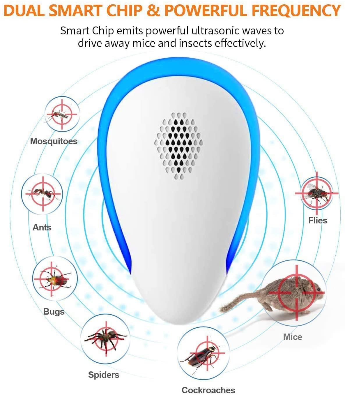 Ultrasonic Pest Repeller 6 Packs, 2024 Newest Electronic Pest Repellent Indoor Plug in Bug Repellent for Pest Control Mosquito, Spider, Mice, Ant, Insects, Roaches, Rodent 1