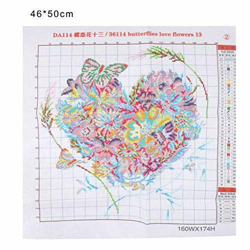 nuoshen Counted Cross Stitch Kits, DIY Needlecrafts Handmade Embroidery Kit, Butterflies Love Heart Shaped Flower withDMC Fabric DIY Hand Needlework kit, Perfect Valentine's Day Gift 4