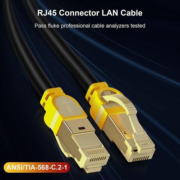 FIBBR Cat 8 Ethernet Cable, 40Gbps 2000Mhz High Speed Gigabit LAN Network Cables with RJ45 Gold Plated Connector for Router, Modem, PC, Switches, Laptop (3m/9.84ft) 3