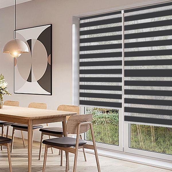 Kokorona Zebra Roller Blinds Windows Shades Door Curtains, Day and Night Window Blinds, Light Filtering Privacy Dual Layer Roller Shades, Easy Install, Beige, 65CMx230CM 4