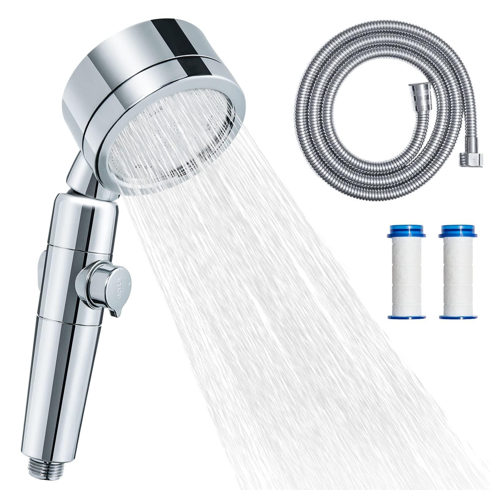 Shower Head and Hose High Pressure Water Saving Handheld Showers with 3 Modes Spray Filter Shower Heads for Water Cleaning Shower Head with Extra Replaceable Filter Core 5