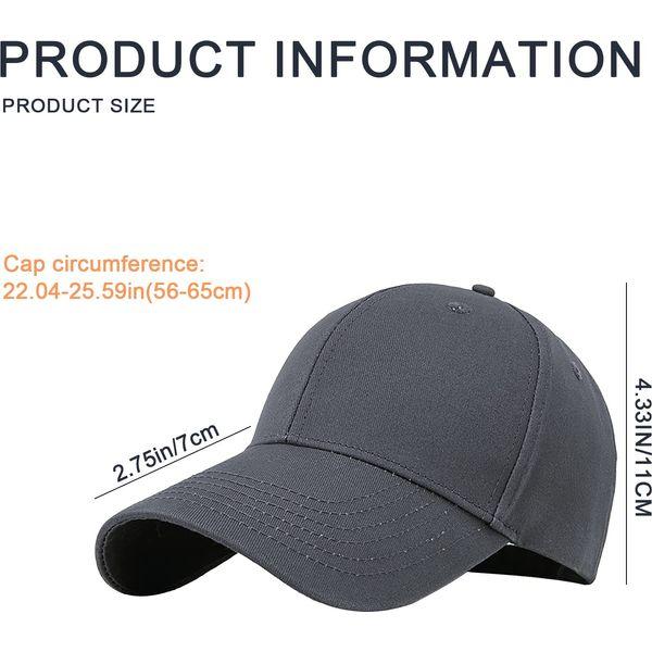 Baseball Cap Mens Women Large Adjustable Baseball Cap Large Running Sports Cap Hats Classic Golf Tennis Hat for Big Heads Summer Sun Hat Sports Cap Grey 1