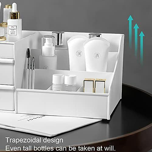 Desktop Cosmetics Storage Box Drawers,BAFFECTÂ® Makeup Organizer Drawers Division Office Desk Organizer Makeup Organizer for Bedroom Bathroom Office(White) 1