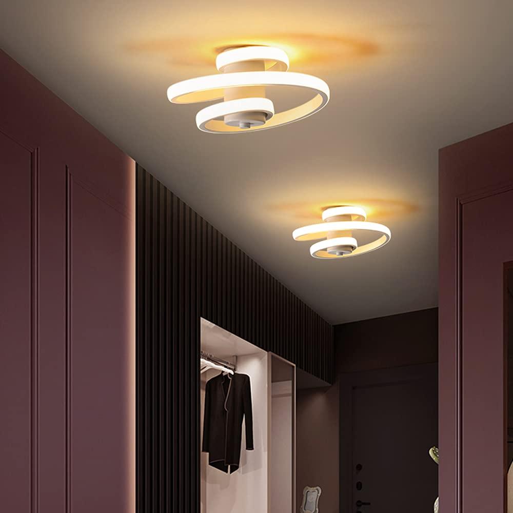 EIDISUNY LED Ceiling Light Modern Creative Spiral LED Ceiling Lamp White LED Ceiling Lighting for Kitchen Hallway Corridor Office Bedroom Dining Living Room Aisle - 18W 3000K Warm White (White) 2