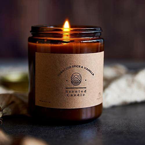 Chloefu LAN Tobacco, Spice & Vanilla Scented Candles Sets Luxury Soy Jar Candle 200g|45 Hour Long Lasting Highly Scented Best Gifts for Men All-Natural Soy Wax Candle Gifts for Women and Men 2 Pack 1
