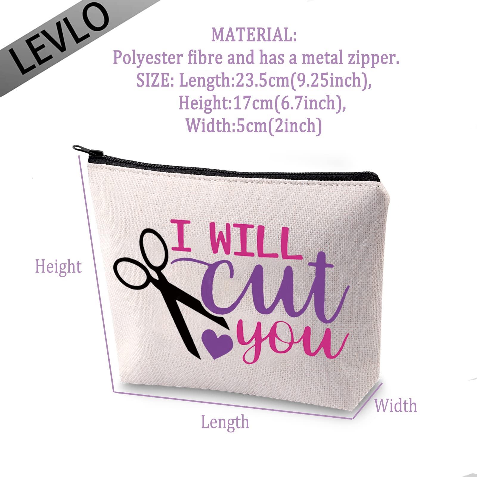 LEVLO Funny Hairdresser Gift Hair Stylist Makeup Bags I Will Cut You Zipper Makeup Bags Cosmetology Graduation Gift (I Will Cut You) 1