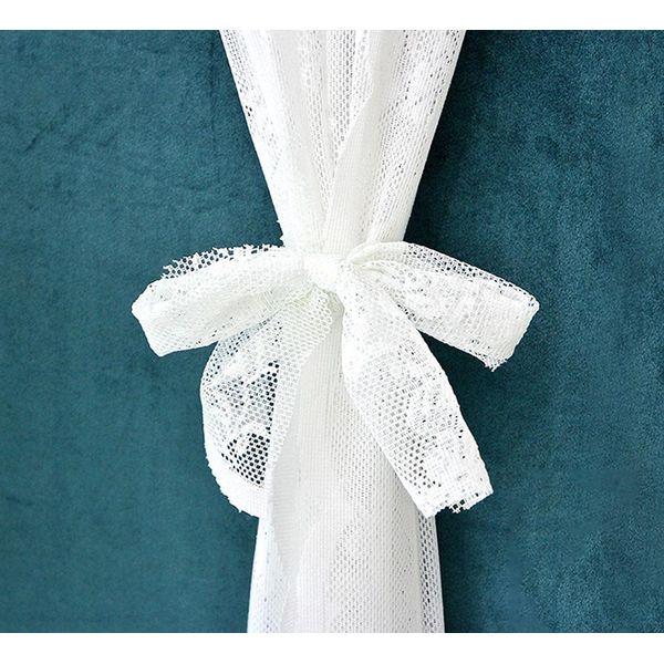 Aspthoyu White Net Curtains 2 Pcs Patterned Voile Curtains Lace Curtain for Windows, Curtain Panels with 2 Ties for Decorate Home Garden Party Wedding, W150cm x H180cm 4