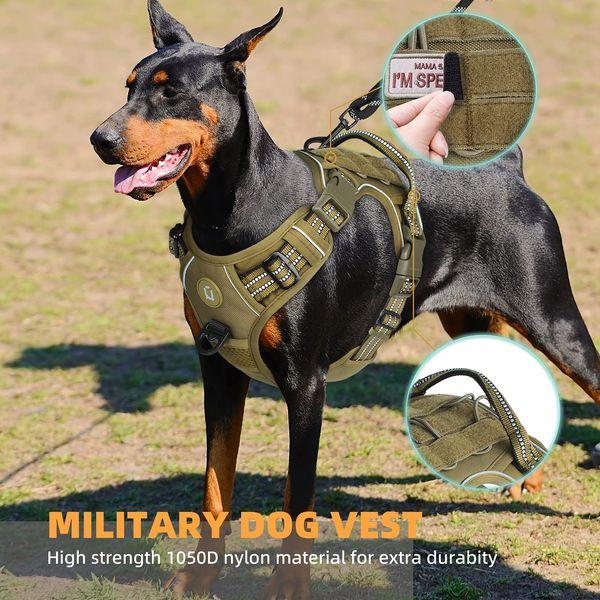 Tactical Dog Harness Anti Pull Dog Harness Adjustable Breathable MOLLE Dog Vest Harness for Medium Large Dog Reflective Military Working Dog Service Dog Harness for Outdoor Training and Walking 1