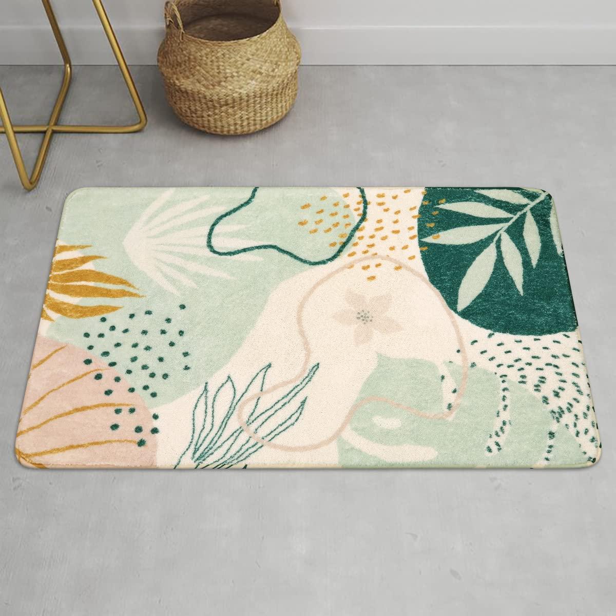 KIMODE Washable Rugs 90 x 150cm, Non Slip Rugs Living Room, Area Rugs for Bedroom Green Botanical Prints Bedroom Rug Small Soft Short Pile Hallway Rug Bedside Rug Floor Carpet for Living Room 1