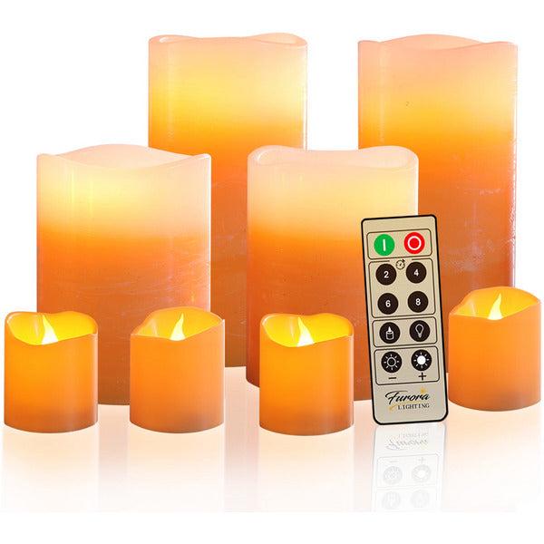 Furora LIGHTING LED Flameless Candles with Remote - Battery-Operated Flameless Candles Bulk Set of 8 Fake Candles - Small Flameless Candles & Christmas Centerpieces for Tables, Orange