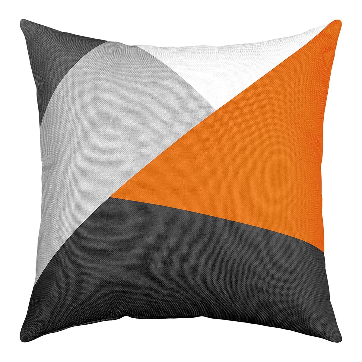 Loussiesd Set of 4 Geometry Strip Lines Throw Pillow Covers Geometric Grey Orange Black Cushion Case for Home Living Room Decor Reversible Abstract Art Decorative Throw Cushion Case 16x16 Inch 0