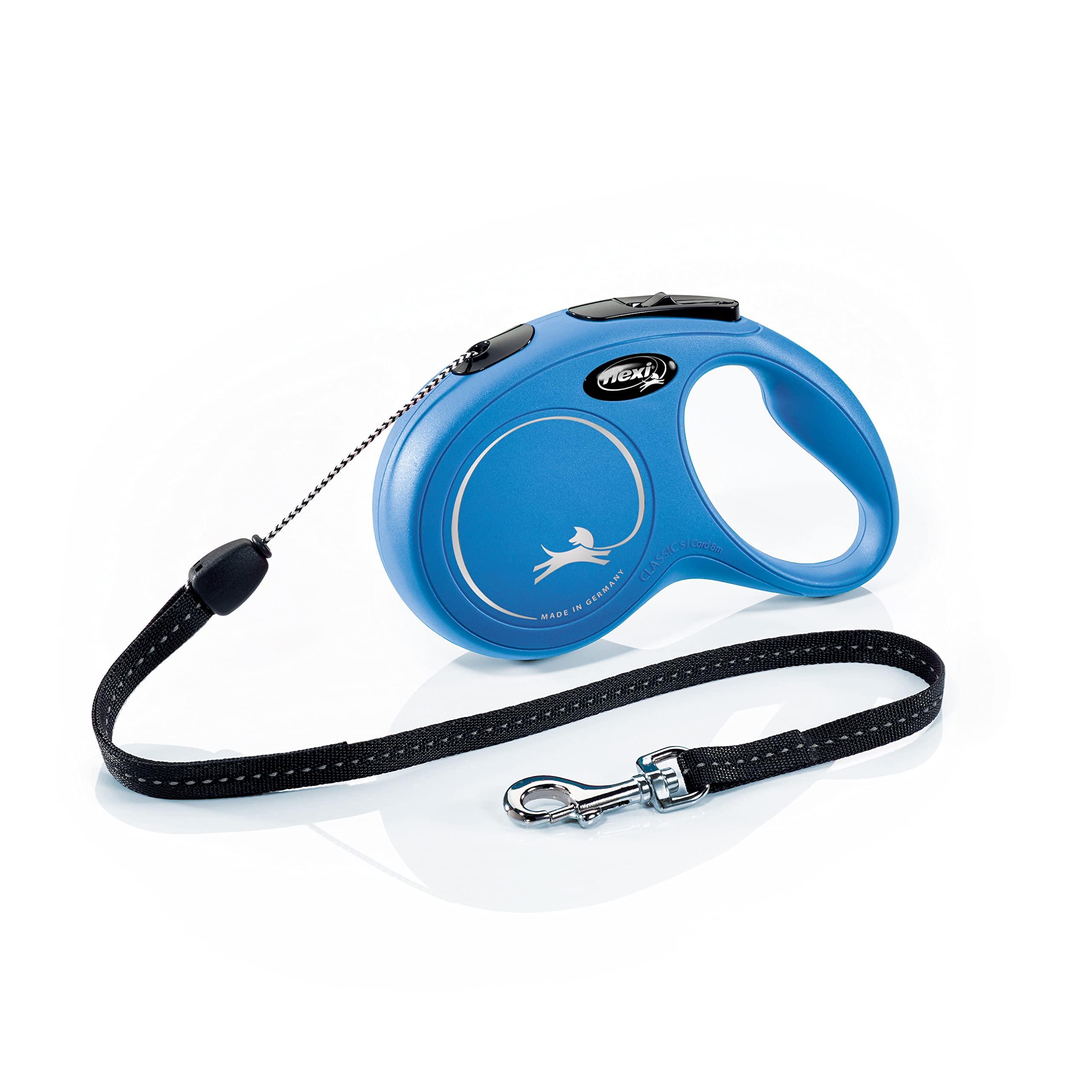 Flexi New Classic Cord Blue Small 8m Retractable Dog Leash/Lead for dogs up to 12kgs/26lbs