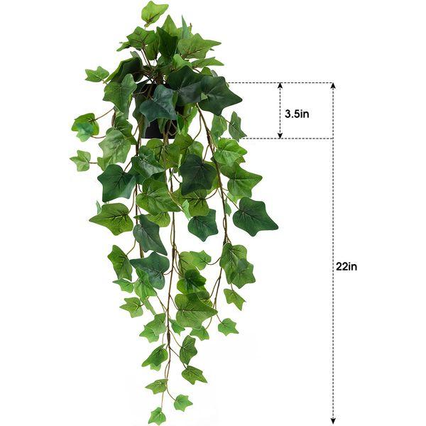 LuckyGreenery Artificial Ivy, Realistic Fake Plant with Plastic Pot for Home Office Garden Decoration (22in Long) 2