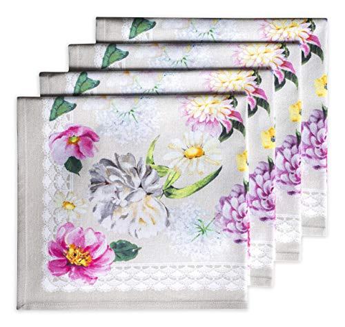 Maison d' Hermine Cloth Napkin 100% Cotton Set of 4 Decorative Washable Easter Table Napkins for Dining, Home, Wedding, Banquet, Buffet, Pivoine - Spring/Summer (45cm x 45cm) 0