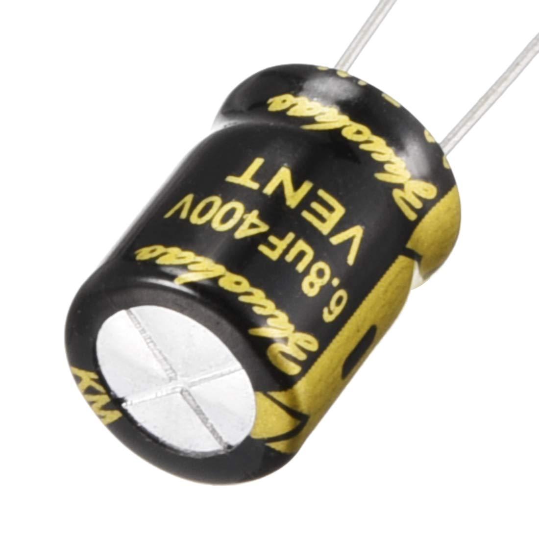 sourcing map Aluminum Radial Electrolytic Capacitor with 6.8uF 400V 105 Celsius Life 2000H 10 x 13 mm Black 20pcs 8