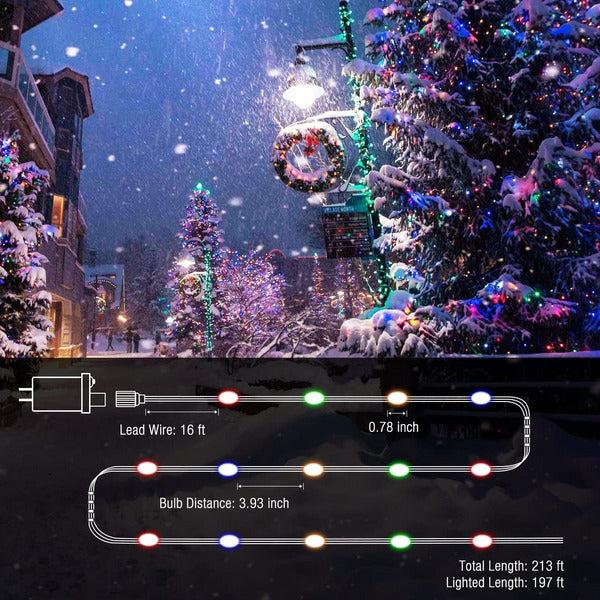 Christmas Lights Outdoor Mains Powered, 500 LED 65M/213Ft Plug in Fairy Lights with 8 Modes Waterproof Multi-Color Changing Fairy Lights for Christmas Indoor/Outdoor Garden Patio Xmas Tree Decoration 4