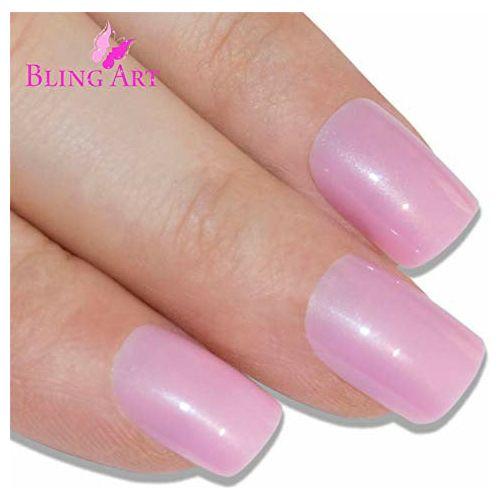Bling Art False Nails French Manicure Pink - Natural Full Cover Medium Tips UK 4