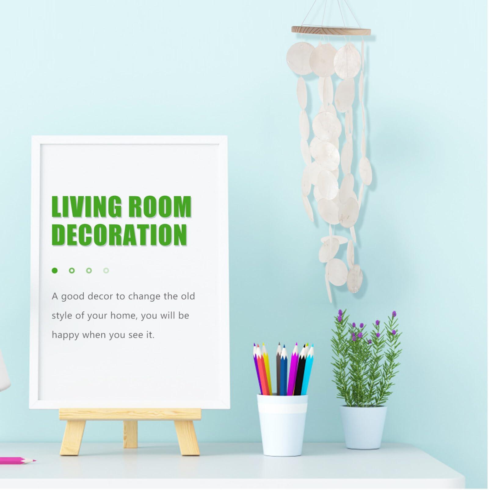 Abaodam Sea Memorial of Decor Memory Capiz Bell White Loss Chime One Patio Home Indoor Wind Shell Living Chimes Prime Shells Sympathy Bedroom Loved Room A Balcony Garden Hanging for 2