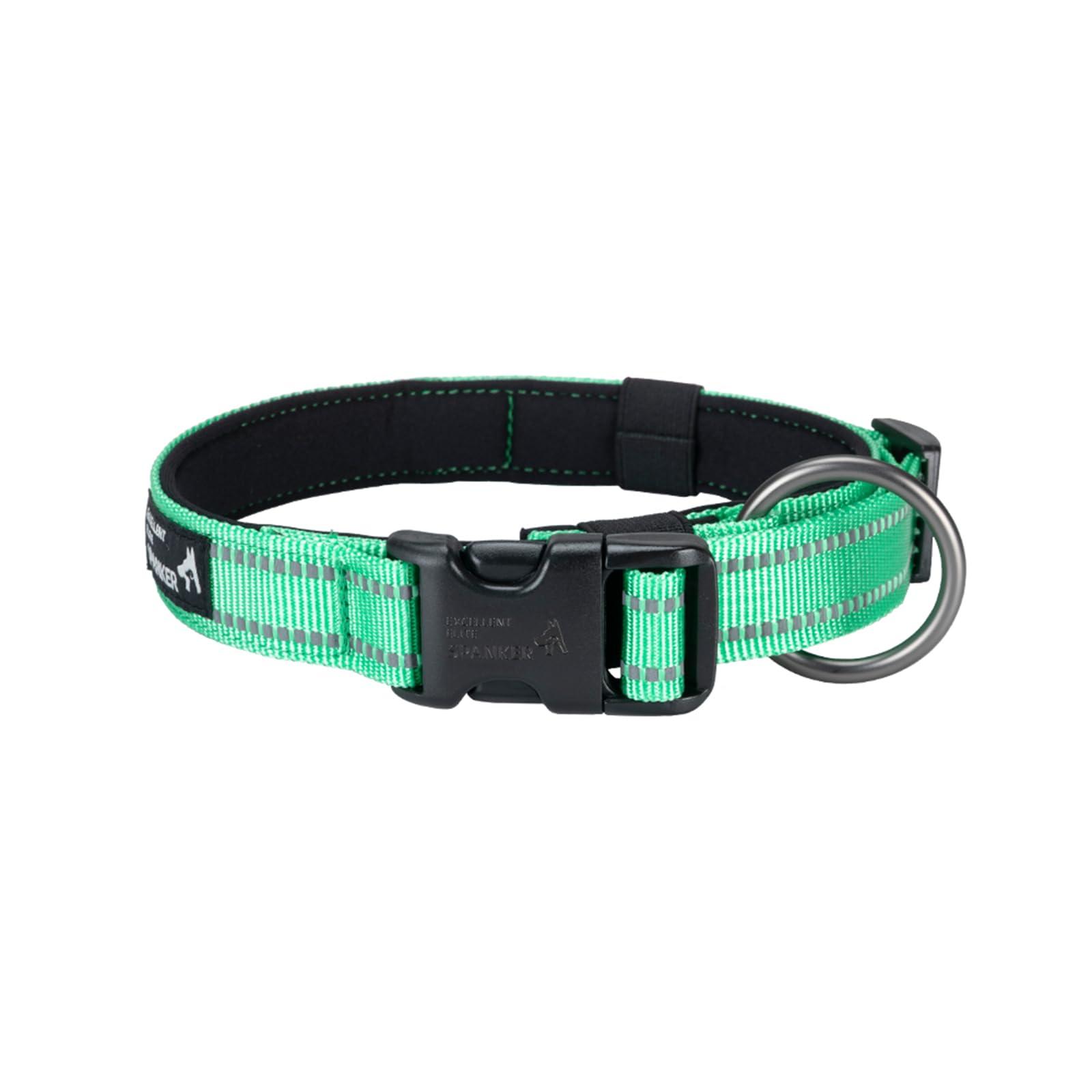 EXCELLENT ELITE SPANKER Reflective Dog Collar with Safety Locking Buckle, Adjustable Nylon Pet Collars for Small Medium Large Dogs(XL,GRN)