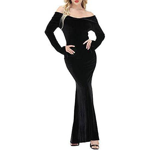 LVCBL Fashion Halloween Carnival Dress Stretchy Long Cocktail Mermaid Prom L Black 1