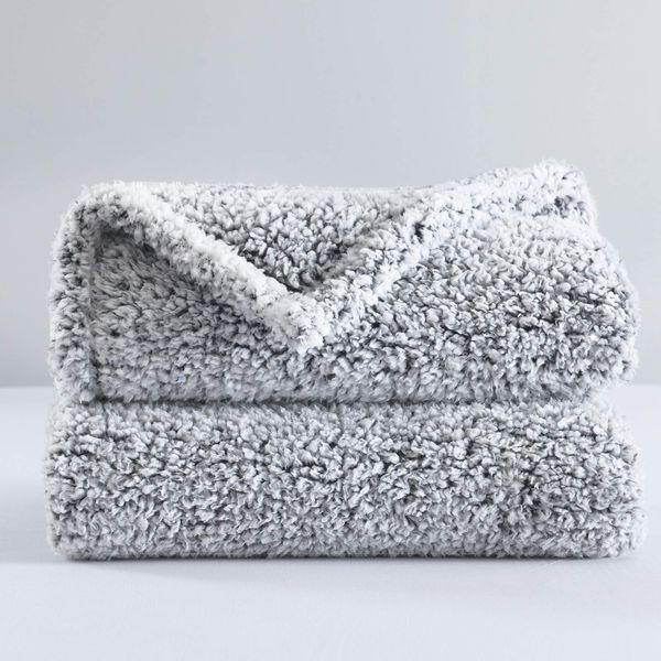 Luxury Crushed Velvet Sherpa King Blanket, Soft Thick Warm Plush Velvet Double Reversible Bed Blanket, 127x152cm, Navy Blue 0