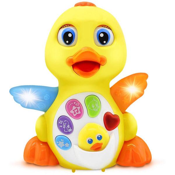 Kids Toy Singing Musical Duck Toy- Walks, Flaps Wings, 6 Songs, Speaking and Sound Effect Modes. Flapping Yellow Duck Action Educational Learning and Walking Toy for 18m+ 0