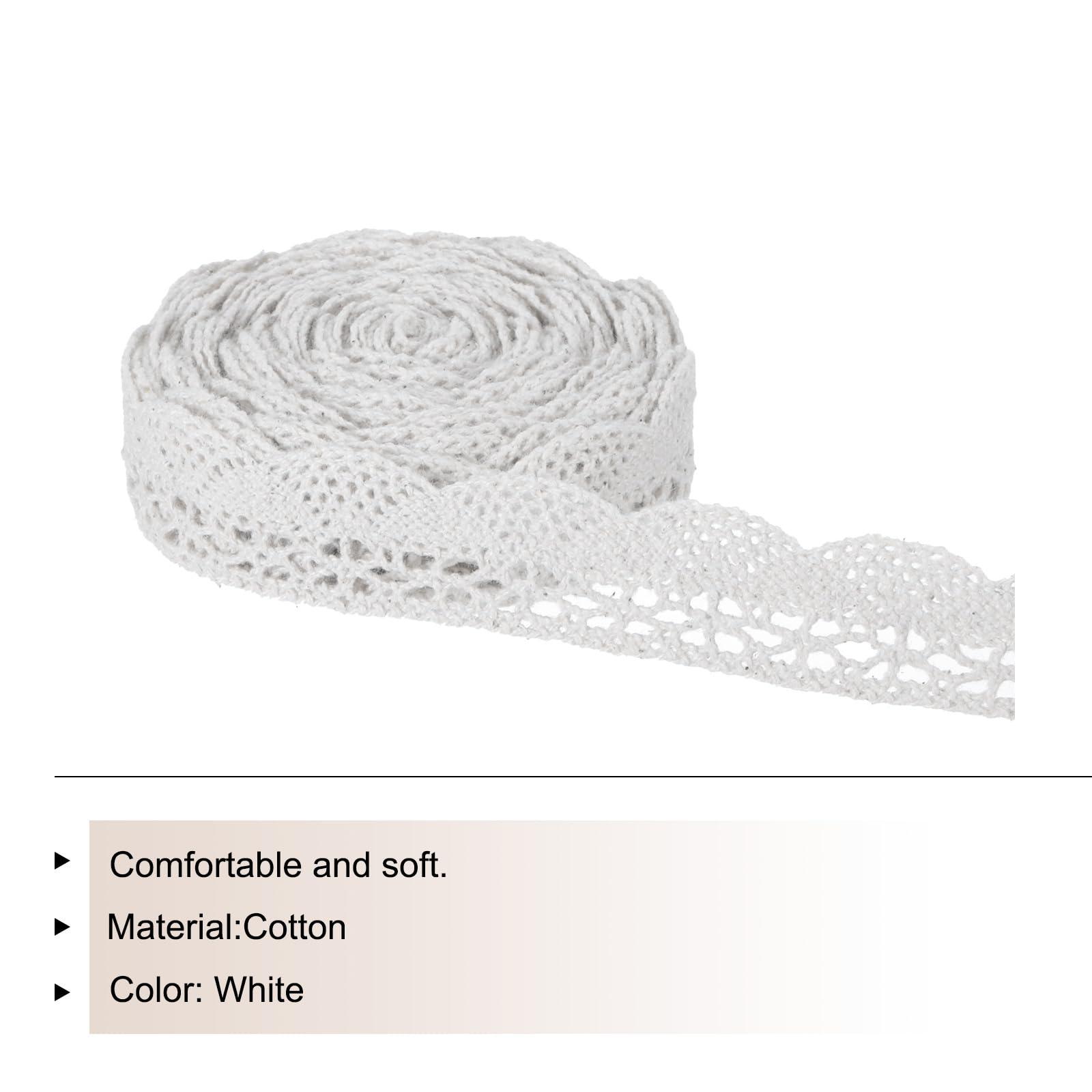 sourcing map Lace Ribbon 30 Yards 0.79 Inch Cotton Lace Trim for Craft,Gift Wrappers,Headbands,Wedding White Style 5 2