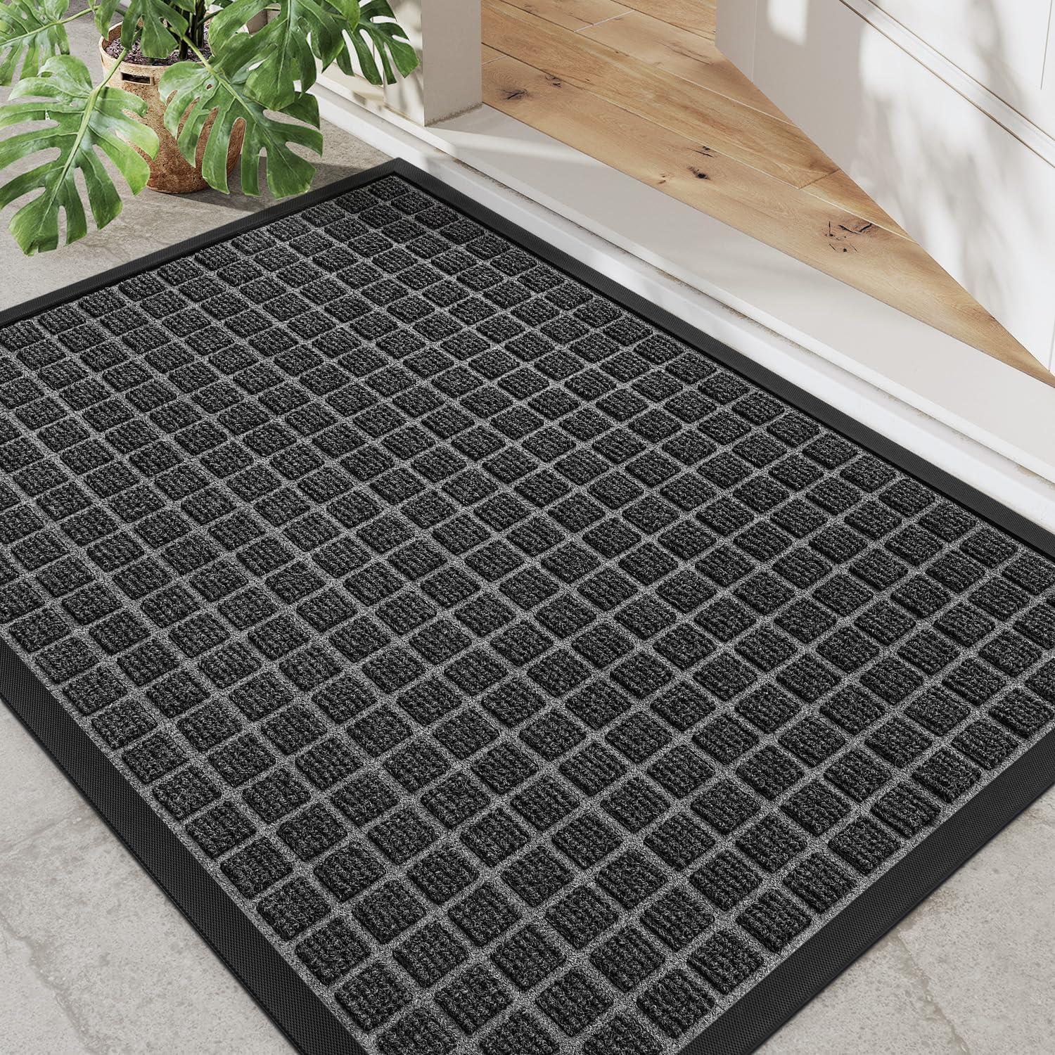 DEXI Door Mat 60×90 cm, Dirt Trapper Door Mats Heavy Duty, Non-Slip Rubber Backing Entrance Rug Waterproof, Shoes Scraper Doormat for Outdoor and Indoor, Blue