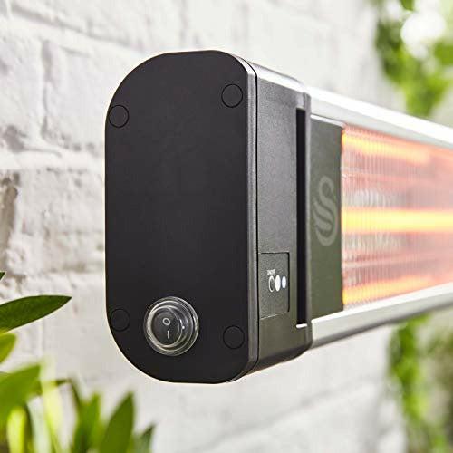 Swan Al Fresco SH16340N Remote Controlled Wall Mounted Patio Heater, Anodized Aluminium Alloy Frame, Carbon fibre heating element With High Rated Aluminium Reflector, IP44 Approved,1800 W 4