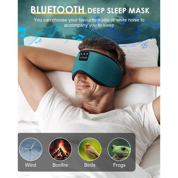 LC-dolida Bluetooth Sleep Mask with Headphones, Sleep Headphones Can Play 10-14 Hours,100% Blackout Cotton Eye Covers for Sleeping, Zero Pressure Eye Mask with Travel Bag and Sleep Earplugs 4